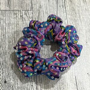 Pink and Blue Satin Hair Scrunchies Set